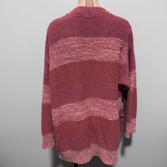 Free People Southport Beach Cardigan Sweater Pink Stripe Boho XS - Picture 3 of 8